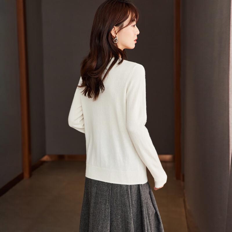 Srcr Women's 100% Cashmere Round Neck Base Layer Sweater