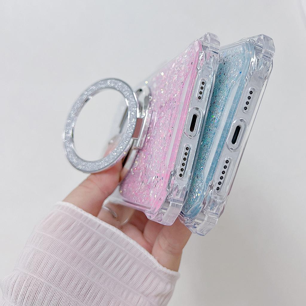 Wholesale Phone Case for iPhone 14 Pro Gradient Color TPU+Acrylic Cover Compatible with MagSafe Ring Kickstand