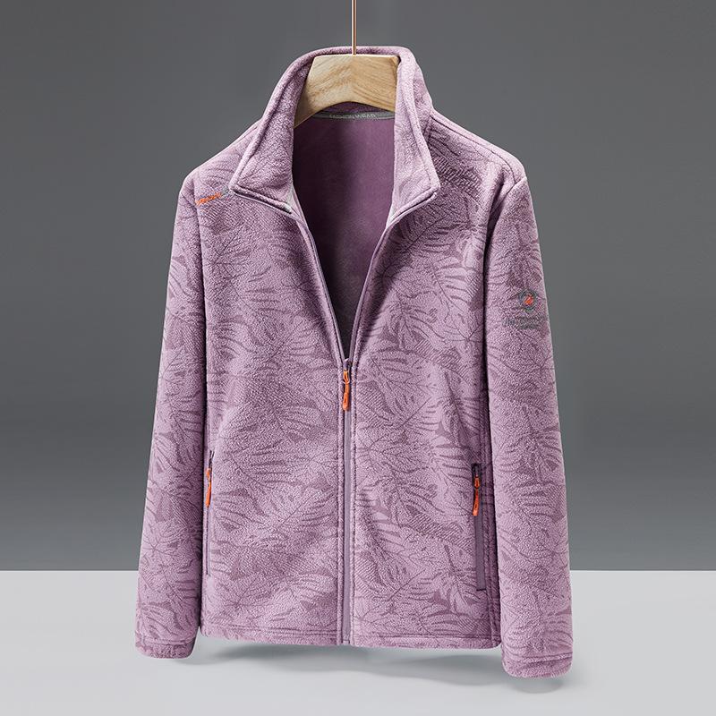 Outdoor Fleece Jacket for Women In Autumn and Winter, Stand-up Collar, Velvet and Fat, Oversized Cardigan, Polar Fleece Jacket, Large Size