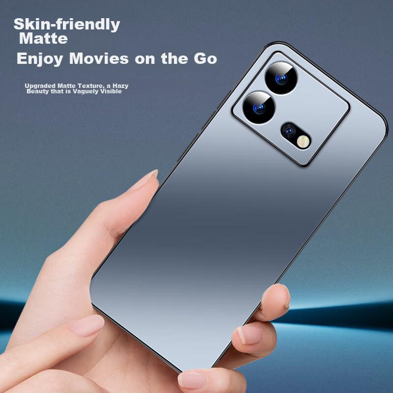 IQOO Neo8 Phone Case, IQOO Neo8 Pro AG Frosted Lens Full Protection, Real Machine Simple Solid Color, Light Luxury, Anti-Fingerprint,n, Graphite Black