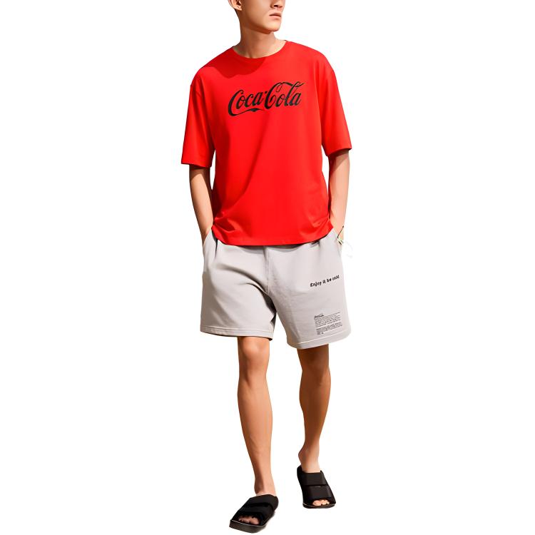 Anta X Coca Cola Logo Print Loose Fit T-Shirt Unisex Tops Red 95029160-2