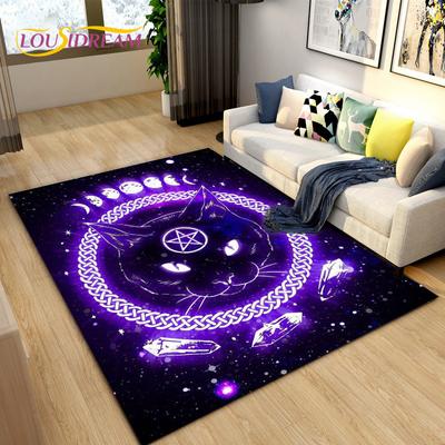 3D Cartoon Cute Gothic Cat Area Rug Large,Carpet Rug for Living Bedroom Sofa Doormat Decoration,Children Play Non-slip Floor Mat