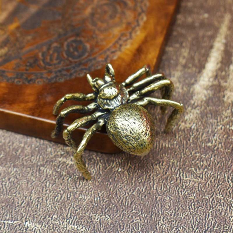 Solid Brass Spider Copper Beetle Animal Lid Holder Tea Pet Creative Gift Desktop Ornament