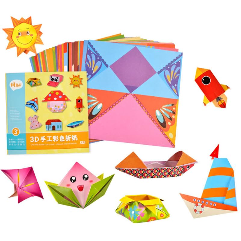 STOBOK Origami 2 Colorful Handmade Origami Inch for Animals and DIY Craft Supplies Paper, Sets, Paper, 5.51 Square, Lifestyle, Kids'
