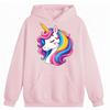 Girl's Hoodie - Rainbow Unicorn Pattern - 3 To 14 Years - Pink