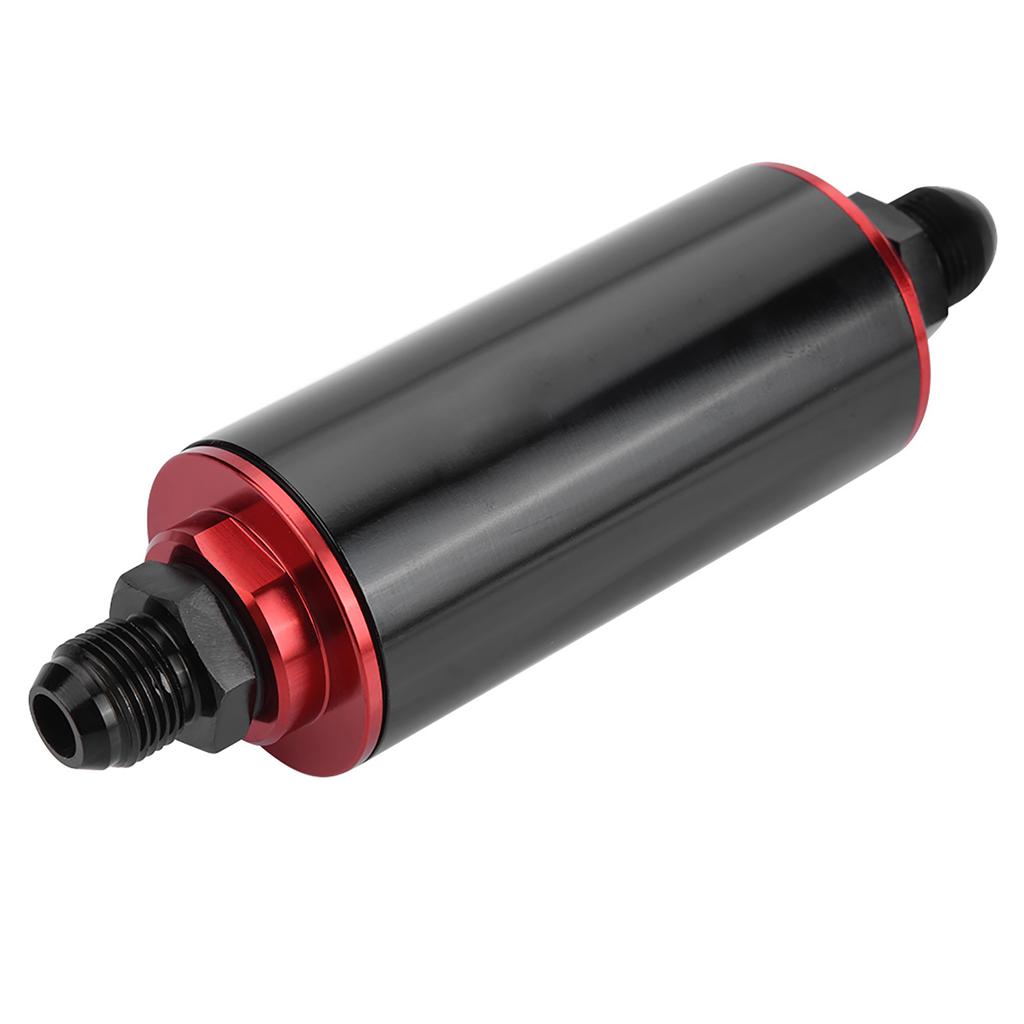 Universal 100 Micron AN8 Aluminum High Flow Fuel Inline Petrol Filter for Car Truck Black
