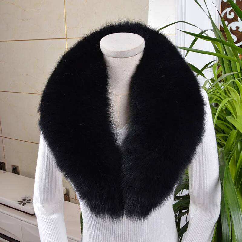 Real Fox Fur Collar For Women Winter Neck Keep Warm Scarves Men Fashion Luxury Genuine Coat Jacket Shawl Big Size