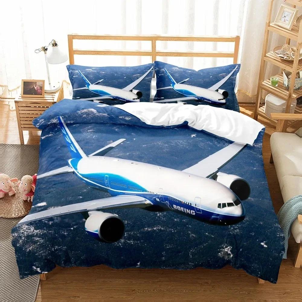 Literie 3D Avion Ciel Bleu Imprimé Taille Queen Pour Garçons Enfants Housse de Couette Avion Linge de Maison De Literie