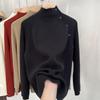 Plus Size Loose Knit Sweater for Women (80-200 Kg) - Semi-High Neck, Belly-Covering Inner Wear for Autumn and Winter