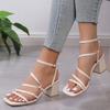 Fashion 2024 Fashion Women's Shoes Buckle Strap Women's Sandals Summer Solid Office and Career Hot Sale Narrow Band Heeled Sandals Women