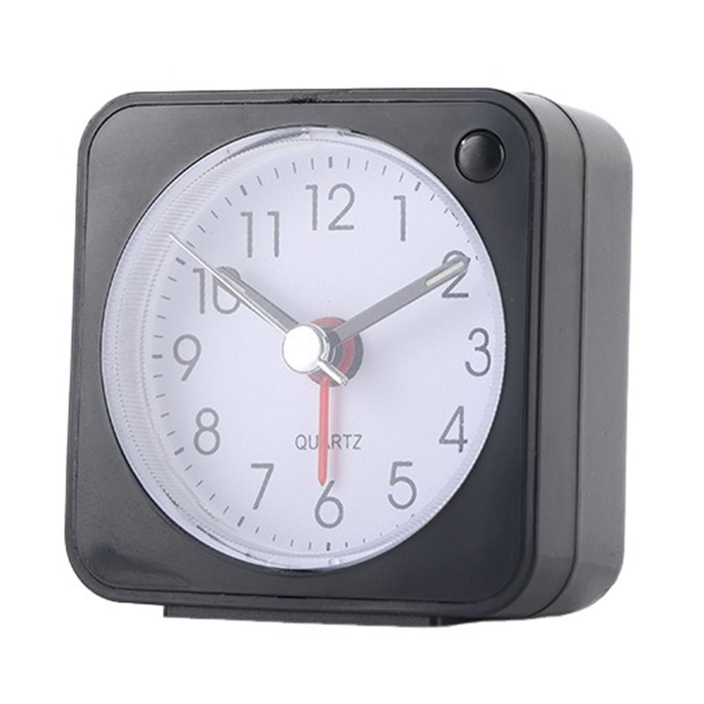 Mini Size Squared Alarm Clock For Travel Silents No Ticking Travel Alarm Analog Clock Gentle Night Light For Dark Hours Bedside