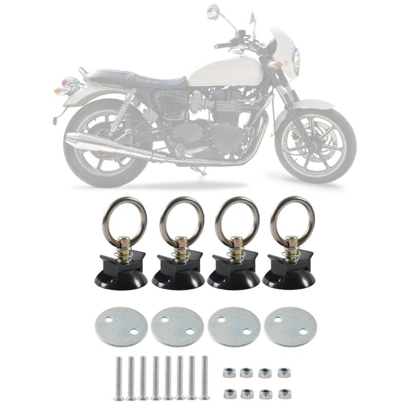 4 Sets Tie Down System with Round Rings L Track Tie Down Kit for Truck Beds or Trailer To Tie Down Motorcycle Snowmobile