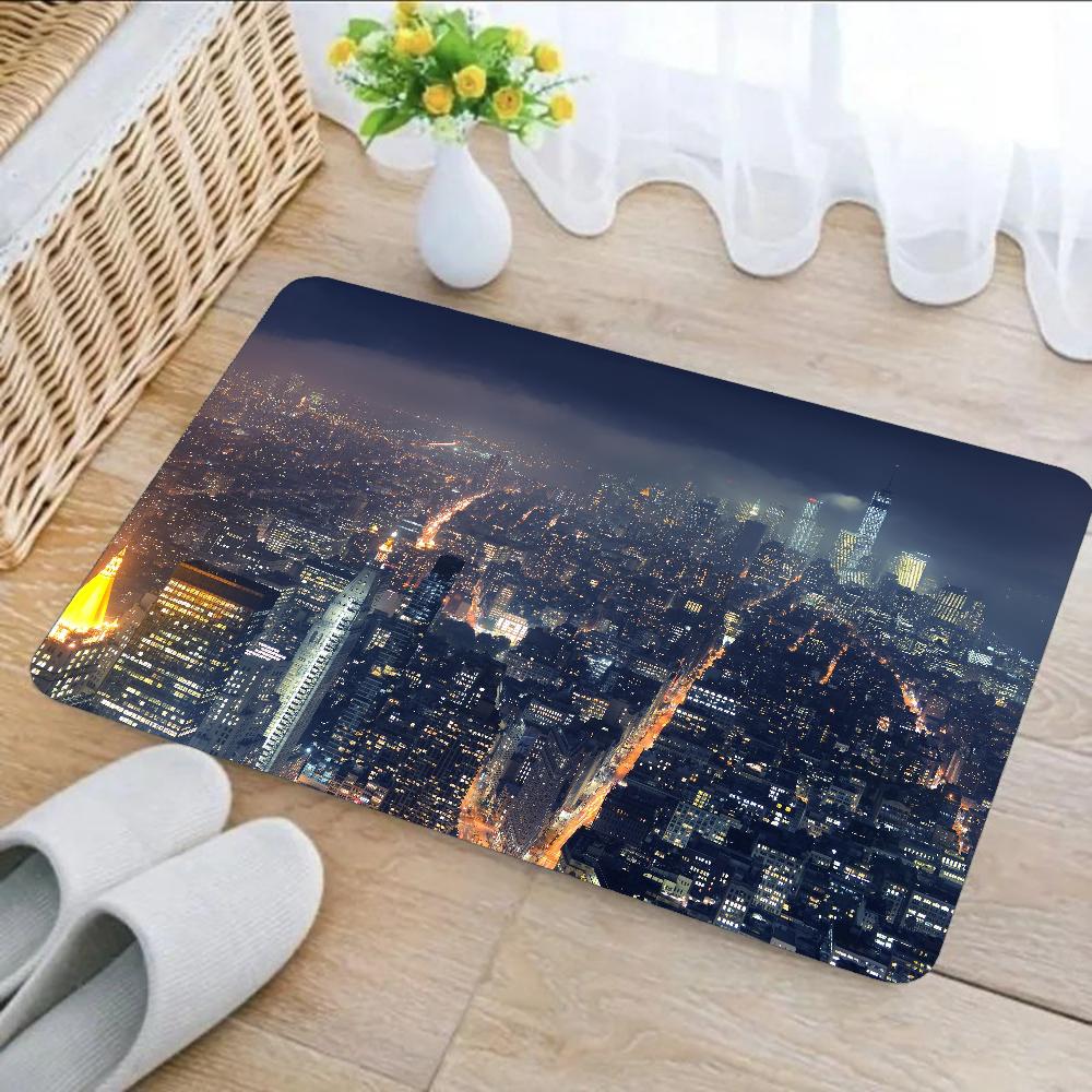 1pc New York City Night Bathroom Absorbent Mats Anti-Slip Mats Home Decor Supplies Carpets Home Kitchen Floor Mats
