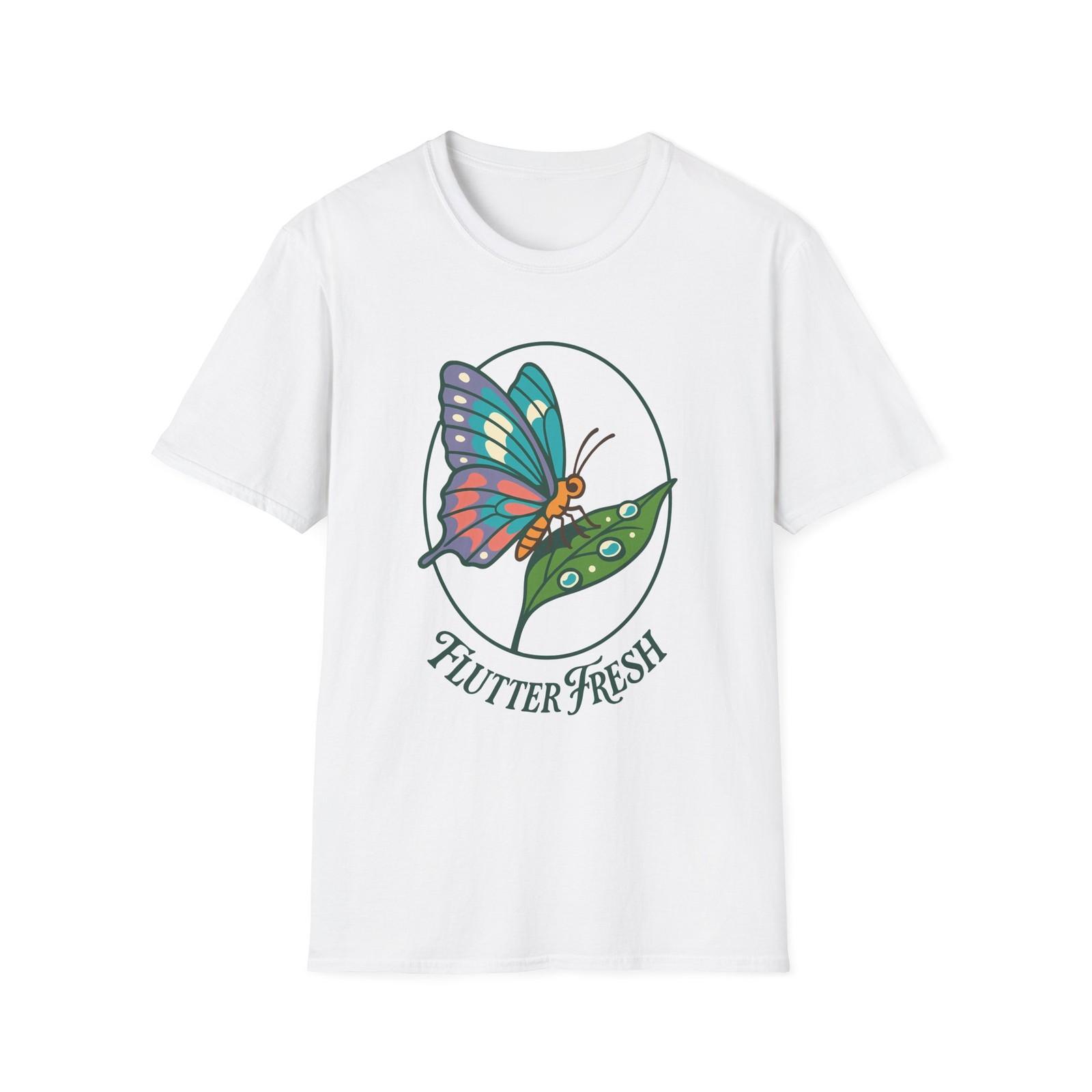 Unisex Softstyle T-Shirt Mens Womens Tees Top Butterfly Dew Leaf Nature Spring L