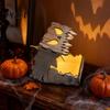 Dark Atmosphere Party Props Halloween Wooden Pumpkin Candle Holder, Jack O Lantern Demon Face Box Night Light Decor, Tabletop Centerpiece for