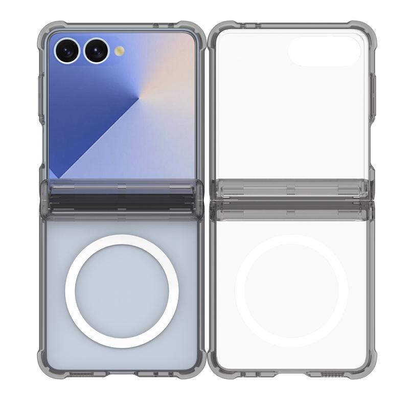 

Plating Transparent Ring Holder Magnetic Phone Case For Samsung Galaxy Z Flip 7 6 5 5G Magsafe Hinge Screen Protector Film Cover For Galaxy Z Flip7