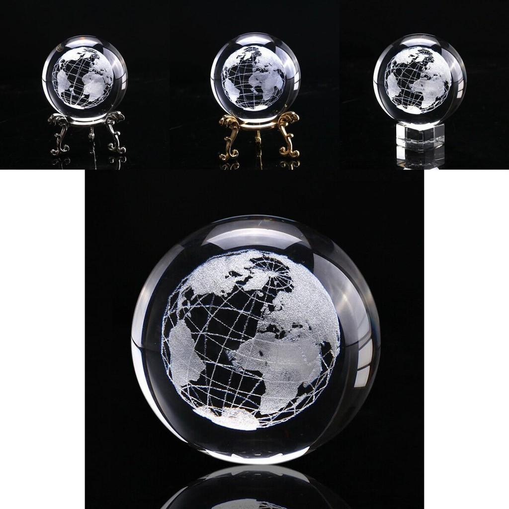 Elegante Bola de Cristal 3D de 60 mm Grabada con Láser Esfera de la Tierra en Miniatura Para Decoración del Hogar
