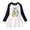 Korean Style Baby Girl Cartoon Ruffled Long Sleeve Mesh Dress - Spring/Autumn Elegant Princess Skirt