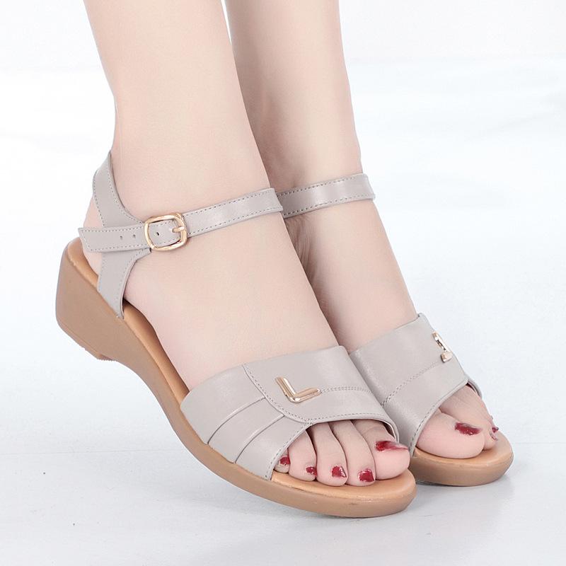 New Summer Women Sandals Flat Shoes Woman Light Comfort Genuine Leather Casual Hook Loop Sandalias Women's Footwear Size 35-43