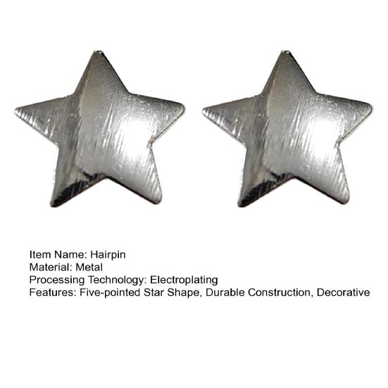 1 Pair Hairpins Five-Pointed Star Shape Hair Clips Metal Texture Side Bang Hair Pins Fade-Resistant Hair Accessory