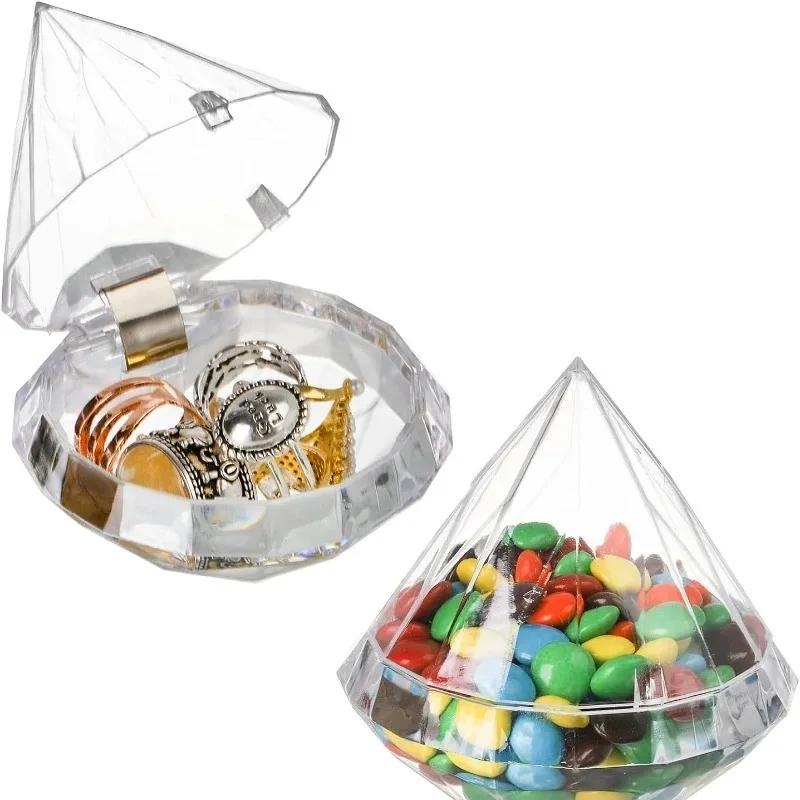 12 PCS Clear Diamond Shape Candy Box Acrylic Wedding Engagement Birthday Party Graduation Bachelor Party Theme Favors