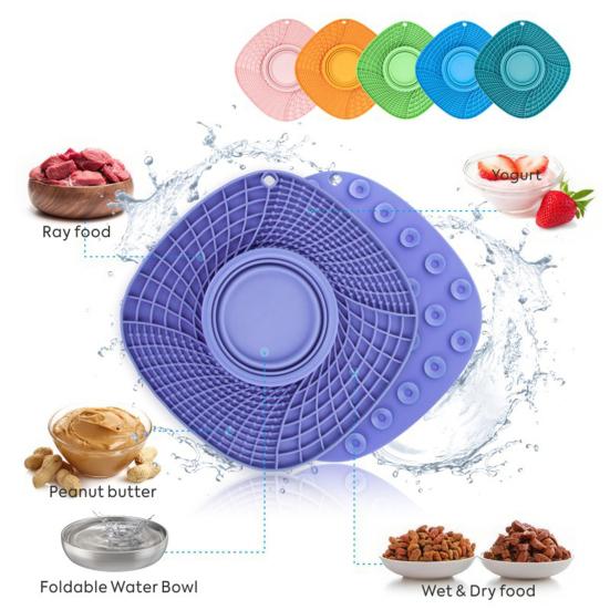 Pet Slow Feeder Mat Collapsible Silicone Dog Food Bowl with Lick Mat Slow Feeding Puzzle Bowl for Dogs And Cats