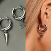 Fashion Heart Star Pendant Asymmetrical Earrings For Women Simple Geometric Circular Ear Buckle Jewelry Accessories Gift