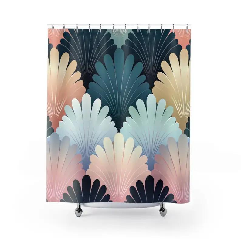 Shower Curtain, Modern Retro Bathroom Decor, Bespoke Home Decor, Bathroom Shower Curtains, Housewarming Gift, Gift For Couples