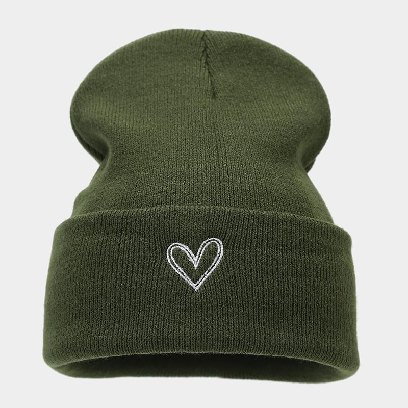 Autumn and Winter High-quality Thickened Large Board Love Embroidery Knitted Hat Men's and Women's Fashion Versatile Stacking Hat Personalized Cold