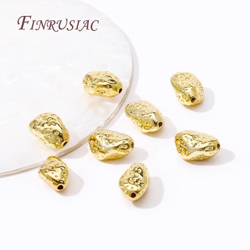 18K Gold Plated Irregular Stone Shape Spacer Beads Bracelet Beads High Quality Jewelry Making DIY Necklace Earrings Accessories