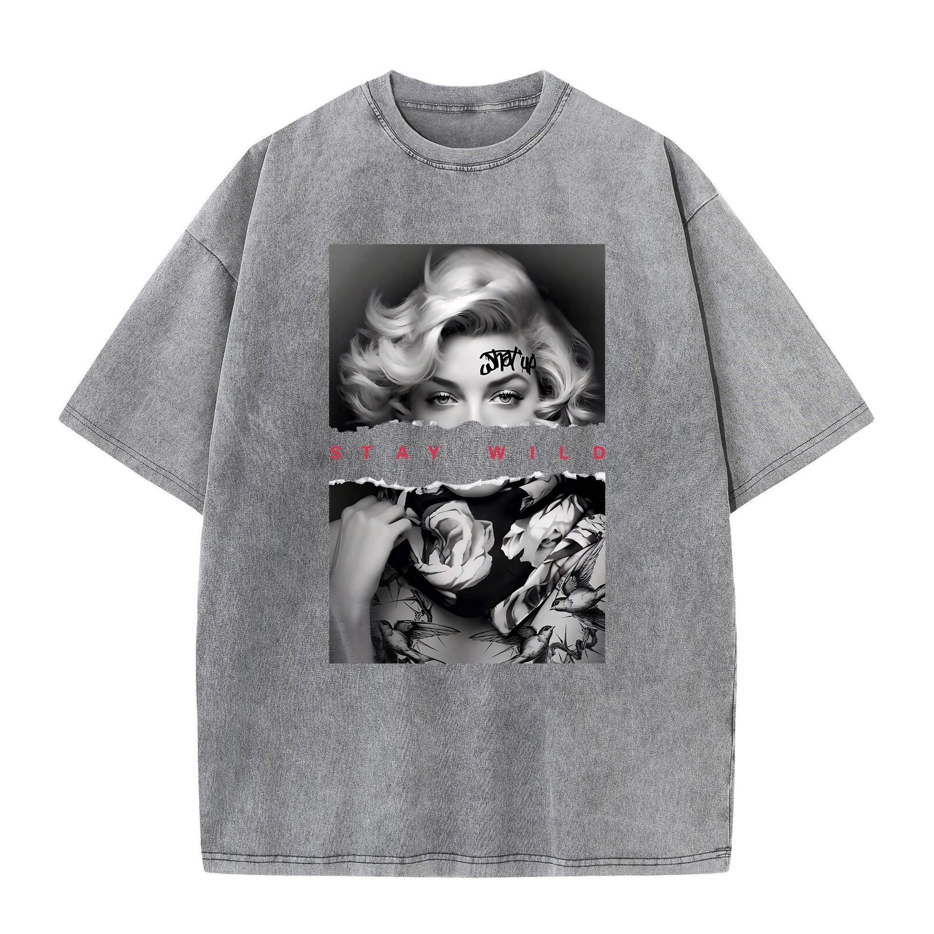 

Модный хлопковый washed-футболка с принтом в европейском стиле, женская, свободный крой, круглый вырез, короткий рукав, летняя одежда, унисекс S серый