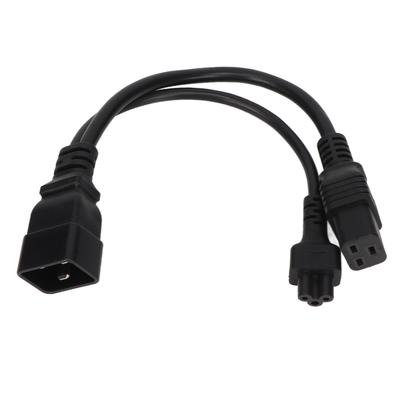 IEC320 C20 Male To C5 C19 Female Cable 20A 125V 16A 250V 1 In 2 Out PVC Housing IEC320 Y Splitter Cable 1.05ft
