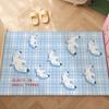 Checkered Pattern Carpet Blue White Rug "HEAL WITH TIME" Mat Door Mat for Entryway Home Decoration Fresh Style Welcome Mat