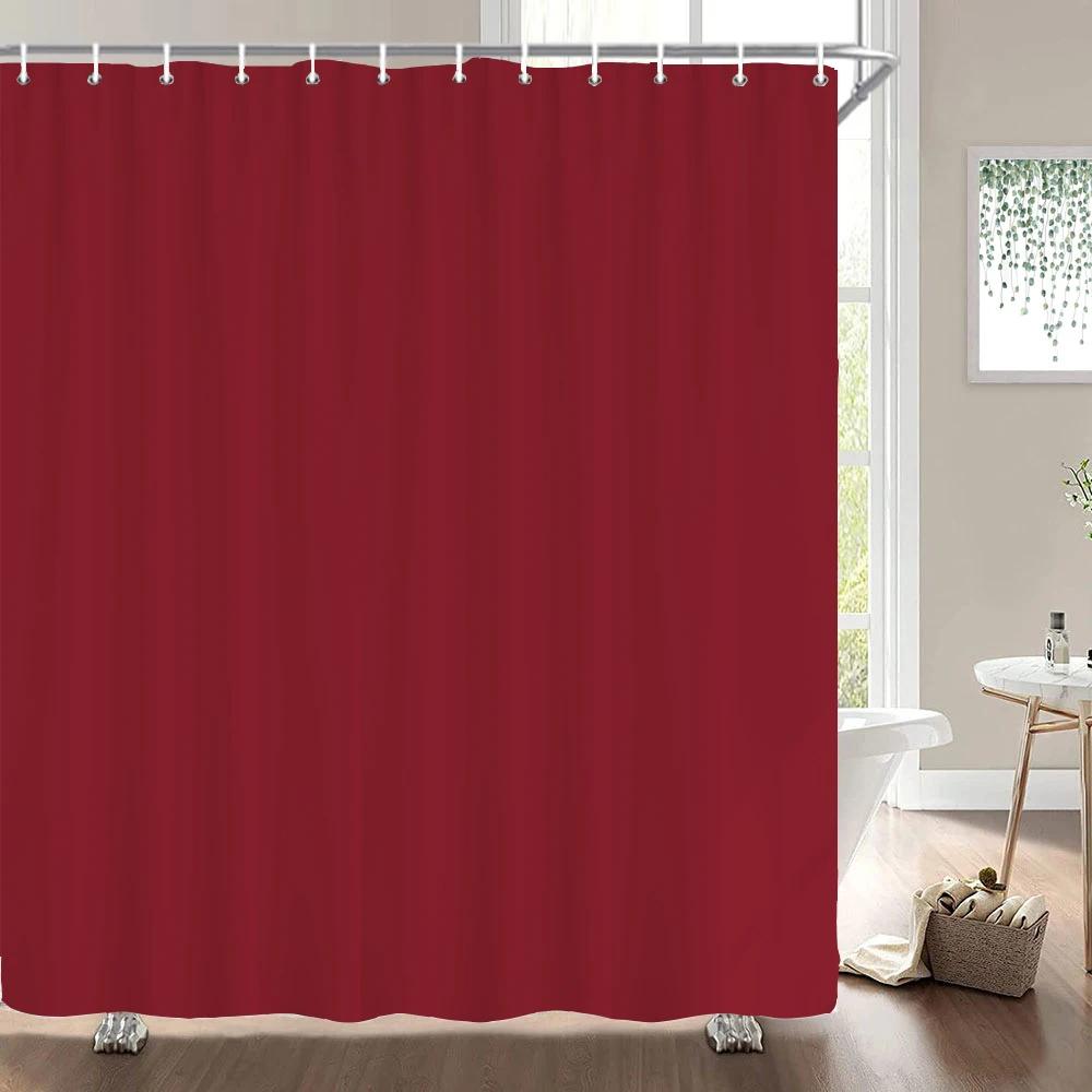1Pcs Black Gray White Solid Color Printed Fabric Waterproof Shower Curtain, Home Decoration Bathroom Curtain, With Hooks