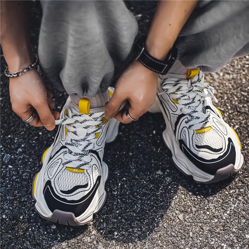 Chunky Sneaker Men Designer Running Shoe Fashion Casual Split Leather Mesh Breathable Height Increased Flat Platform Sport Shoes