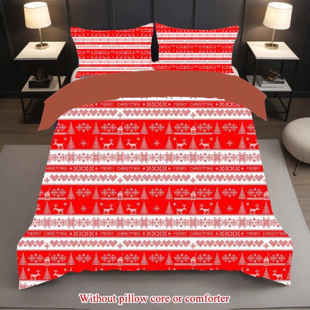 Three-Piece Quilt Cover Christmas Series 3D Digital Printing Bedding