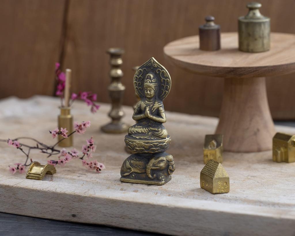 Buddhist Statue of Fugen Bodhisattva Antique by Sculptor Keishu Original Model Those Born In the Years of the Dragon or Zodiac Guardian Takaoka