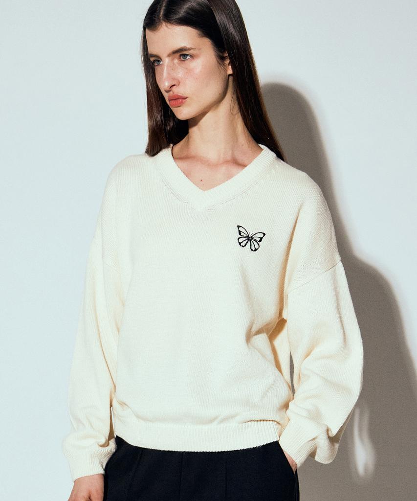 Nigaennikol Butterfly Signature Pullover Knit_Light Beige