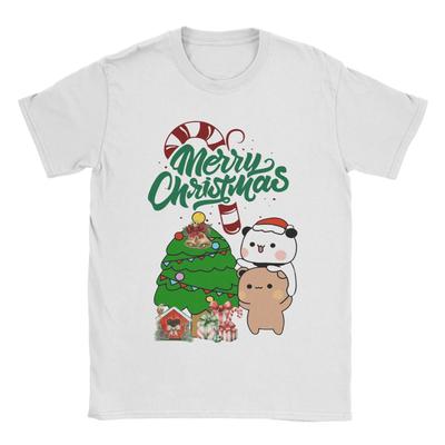 Heren Vrolijke Kerstboom Bubu Dudu Panda En Brownie Beer Stel Nieuwjaar 2026 T-shirts Katoenen Tops Zomer Y2K Fun Korte Mouw