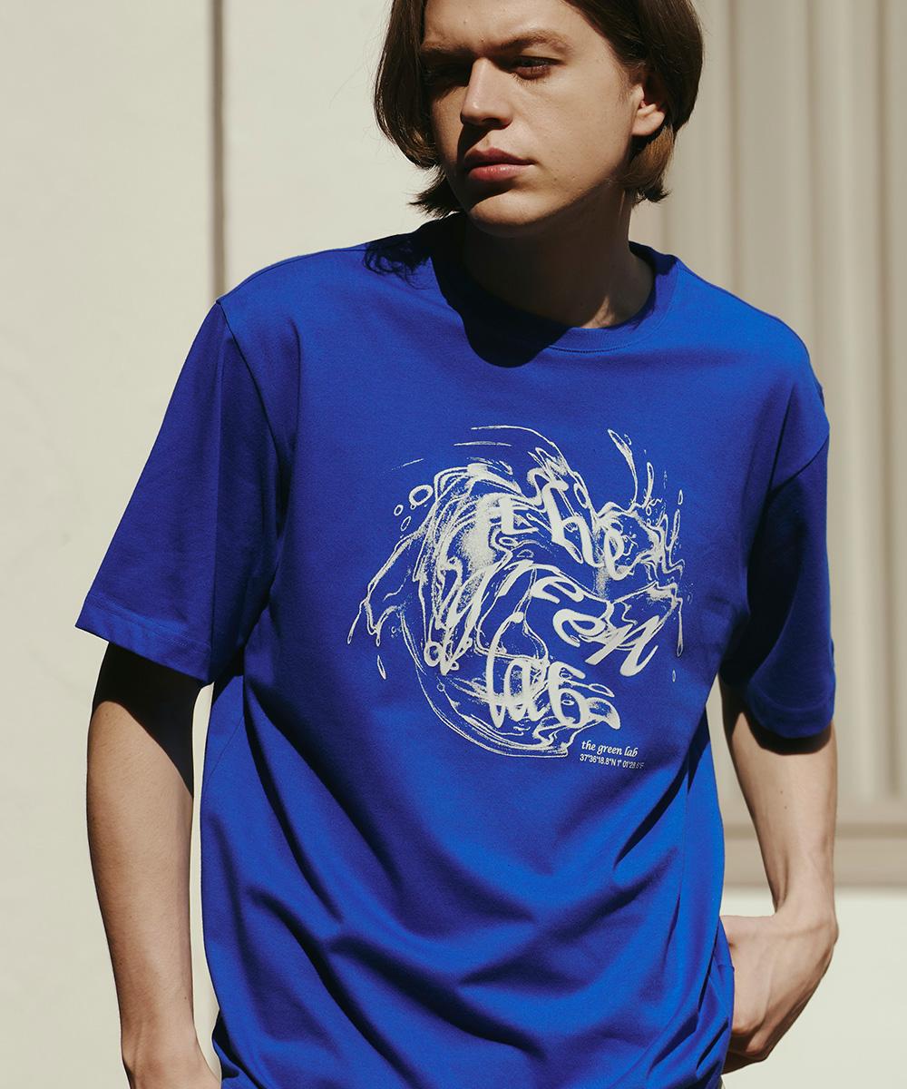 The Green Lab Water Vintage Graphic Short Sleeve T-Shirt [Blue] R/M