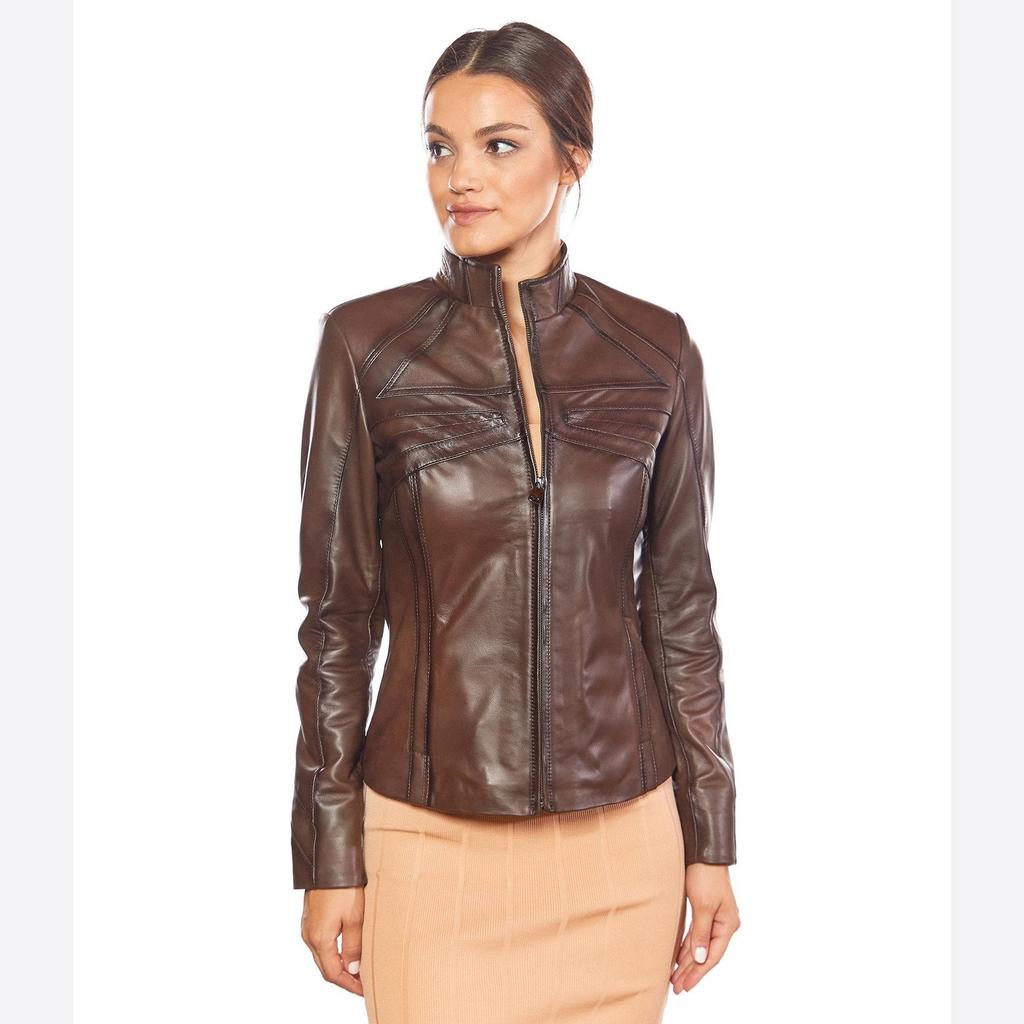 Woman Genuine Leather Jacket Deriza