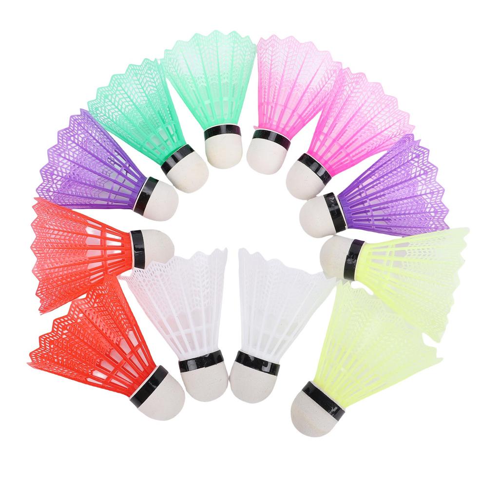 12 Peças Petecas de Nylon com Estabilidade Alta Velocidade Bolas de Badminton para Prática de Batidas Treino Esportes Internos ao Ar Livre