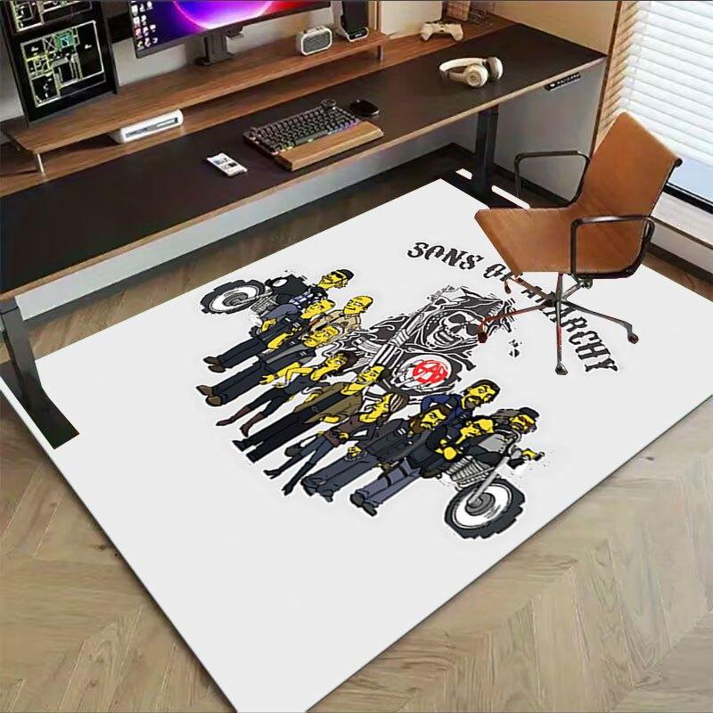 1pc Sons of Anarchy Themed Office Carpet Chair Mats - Durable Polyester Rug for Home Theater, Office, Dorm Room Decor - tA25