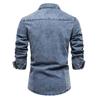 Baumwolle Herren Jeanshemden Doppeltasche Einfarbig Lässige Herren Cowboyhemden Herbst Slim Fit Dünne Hemden für Männer Neu