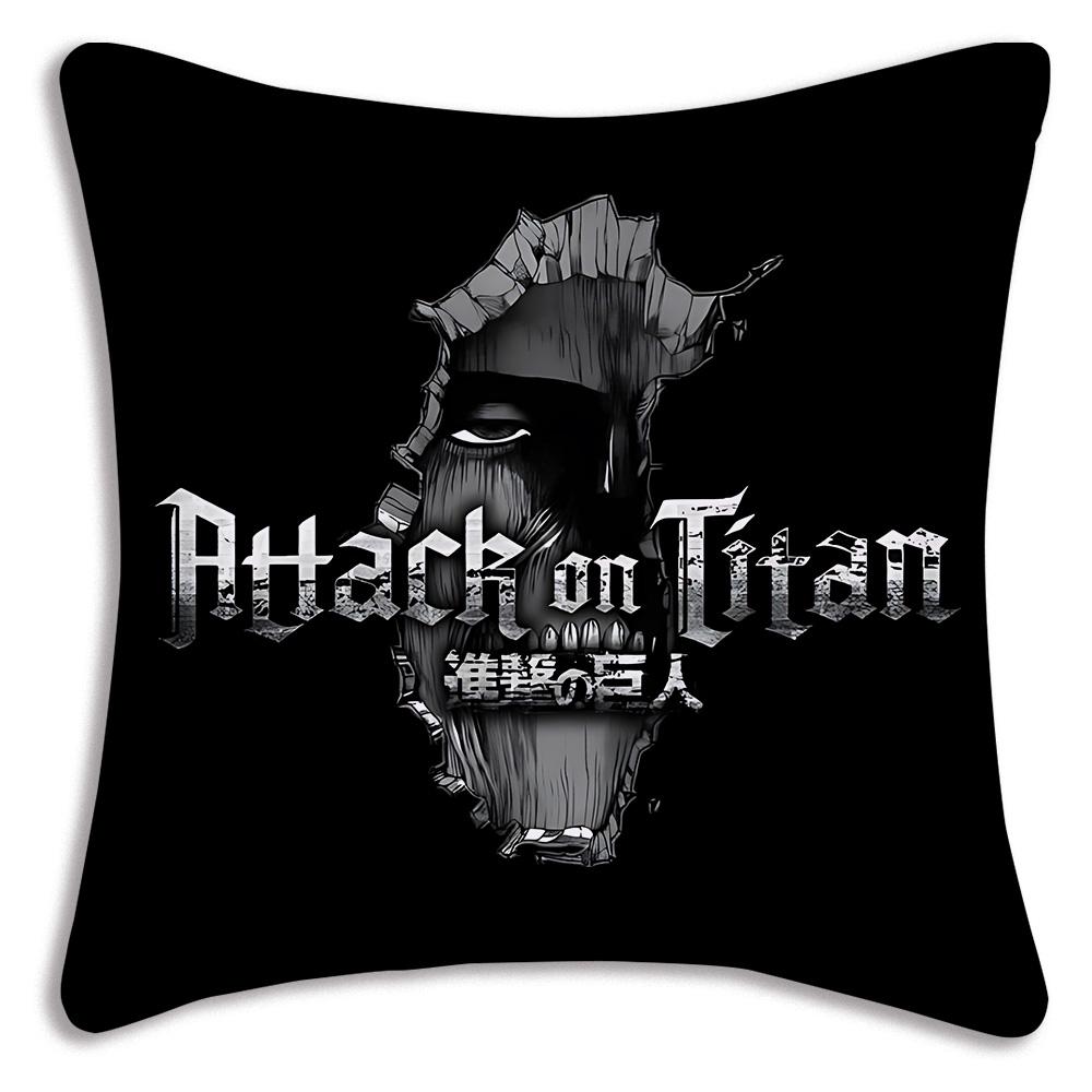 Anime Attacks on Titan Pillow Covers Cartoon Sofa Decorative Home Double-sided Printing Short Plush Cute Cushion Cover