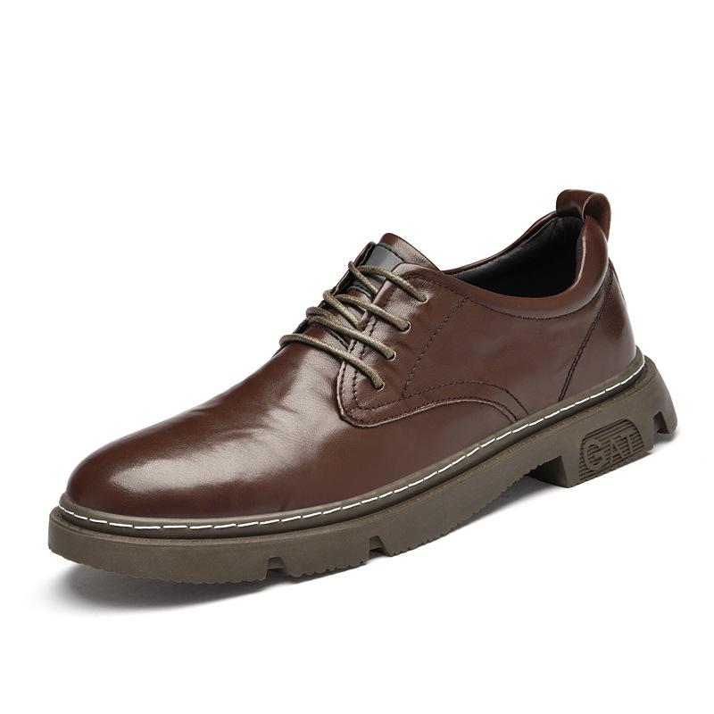 Men s Trendy British Style Thick-Sole Leather Low-Top Boots 45