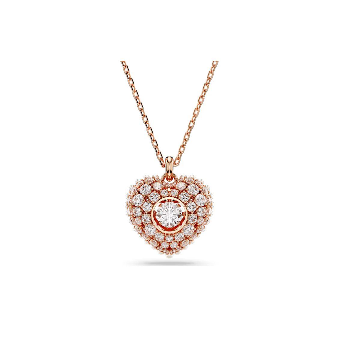 Swarovski Idyllia Hyperbola Heart Pendant Cubic Zirconia Imitation Crystal Rose Gold Tone Imitation Pearl Necklace Women necklace 5680402 Box (Random Color)