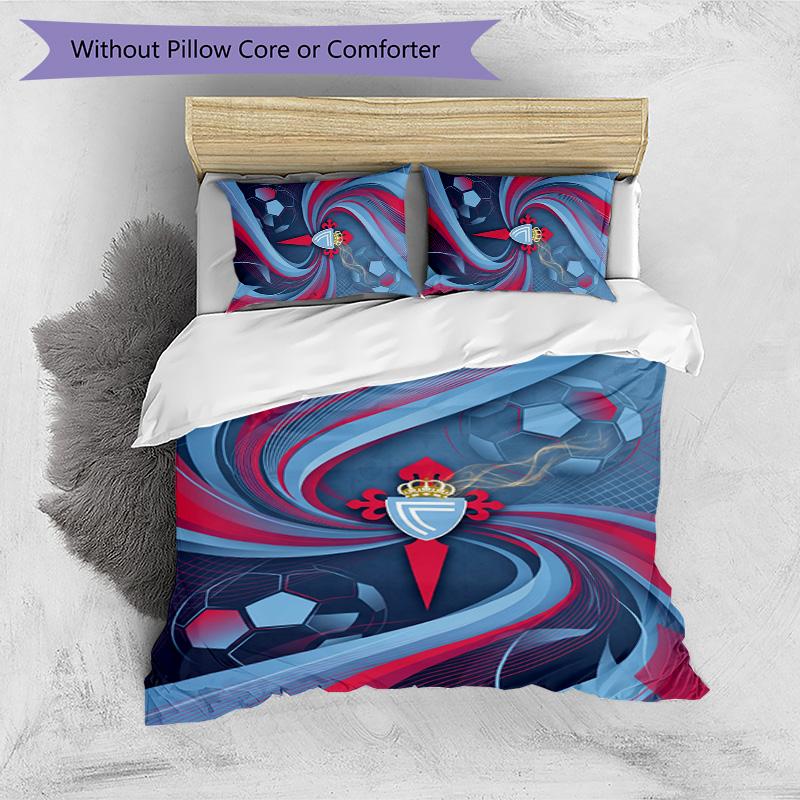 Set Biancheria da Letto 3 Pezzi Stampato Celta Vigo FC Copripiumino Traspirante con Federe Biancheria da Letto Decorativa per Camera da Letto Casa