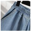 DIMANAF 2026 Summer New Plus Size Women High Waist Elastic Wide Leg Denim Shorts Pants Cotton Casual Lady Bottoms