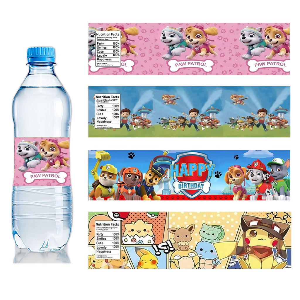 New PAW Patrol & Pikachu Party Cartoon Reusable Water Bottle Stickers